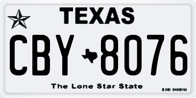 TX license plate CBY8076