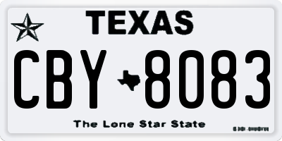 TX license plate CBY8083