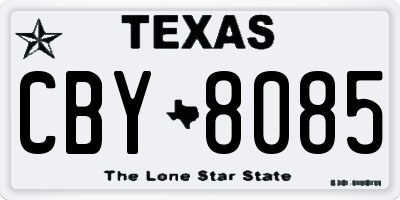TX license plate CBY8085