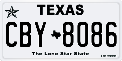 TX license plate CBY8086