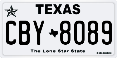 TX license plate CBY8089