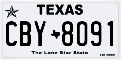 TX license plate CBY8091