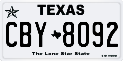 TX license plate CBY8092