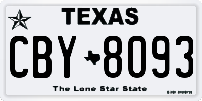 TX license plate CBY8093