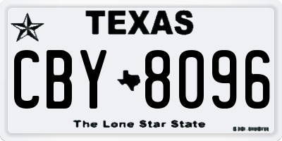 TX license plate CBY8096
