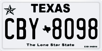 TX license plate CBY8098
