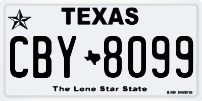 TX license plate CBY8099