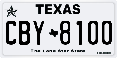 TX license plate CBY8100