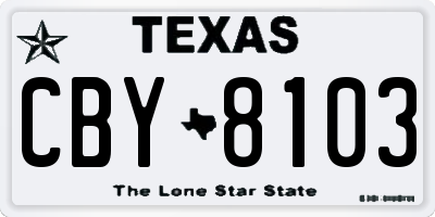 TX license plate CBY8103