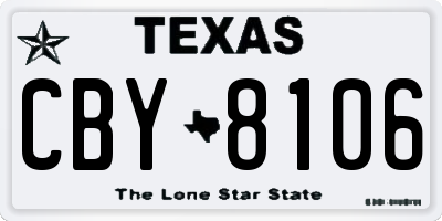 TX license plate CBY8106