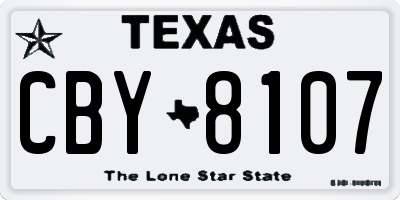 TX license plate CBY8107