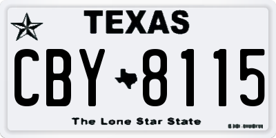 TX license plate CBY8115