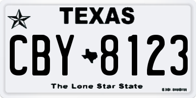 TX license plate CBY8123