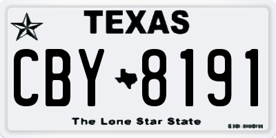 TX license plate CBY8191