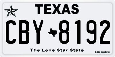 TX license plate CBY8192