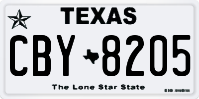 TX license plate CBY8205