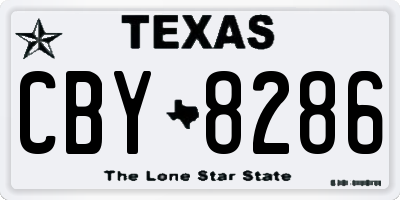 TX license plate CBY8286