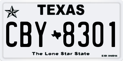 TX license plate CBY8301