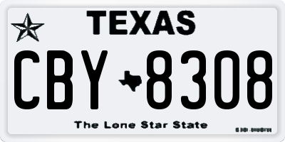 TX license plate CBY8308