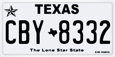TX license plate CBY8332