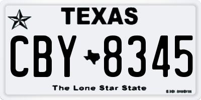 TX license plate CBY8345