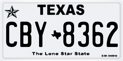 TX license plate CBY8362
