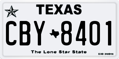 TX license plate CBY8401
