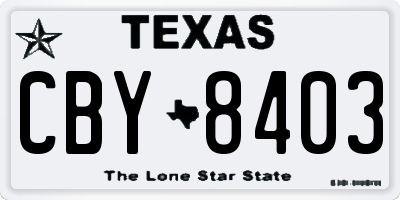 TX license plate CBY8403