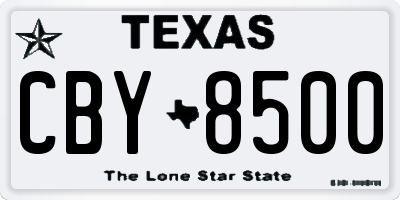 TX license plate CBY8500