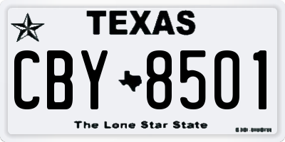 TX license plate CBY8501
