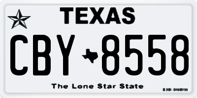 TX license plate CBY8558