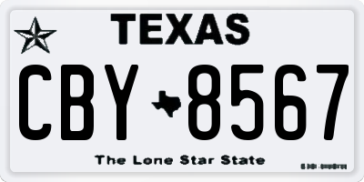 TX license plate CBY8567
