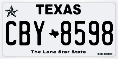 TX license plate CBY8598