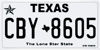 TX license plate CBY8605