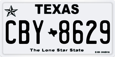 TX license plate CBY8629