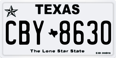 TX license plate CBY8630