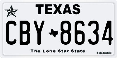 TX license plate CBY8634