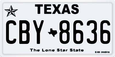 TX license plate CBY8636