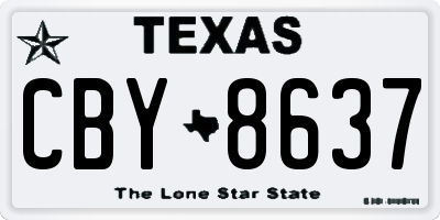 TX license plate CBY8637