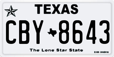 TX license plate CBY8643