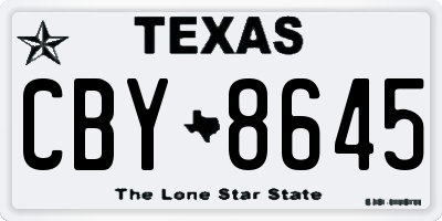 TX license plate CBY8645