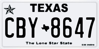 TX license plate CBY8647