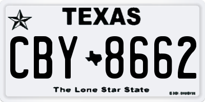 TX license plate CBY8662