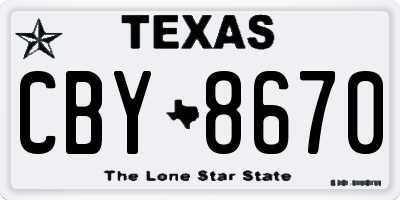 TX license plate CBY8670