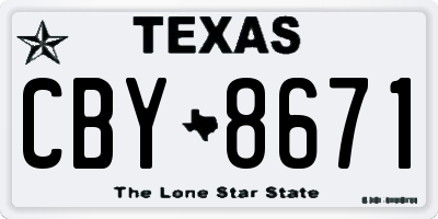 TX license plate CBY8671