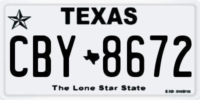 TX license plate CBY8672