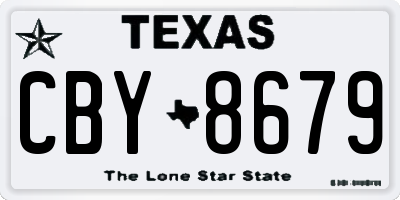 TX license plate CBY8679