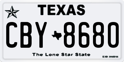 TX license plate CBY8680