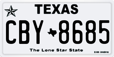 TX license plate CBY8685
