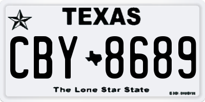 TX license plate CBY8689